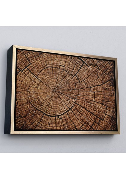 Beyaz Çerçeveli Ağaç Kütük Desenli Kanvas Tablo modelleri
