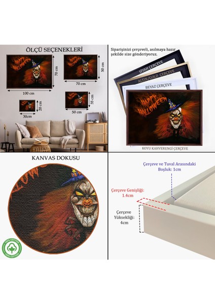 Kahverengi Çerçeveli Cadılar Bayramı Duvar Dekoru, Korkunç Kabaklar Cadılar Bayramı Duvar Tablosu indirimleri