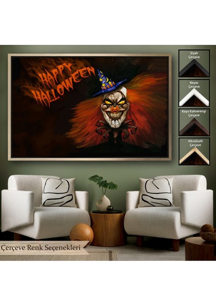 Kahverengi Çerçeveli Cadılar Bayramı Duvar Dekoru, Korkunç Kabaklar Cadılar Bayramı Duvar Tablosu