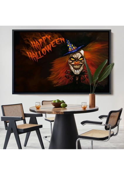 Kahverengi Çerçeveli Cadılar Bayramı Duvar Dekoru, Korkunç Kabaklar Cadılar Bayramı Duvar Tablosu