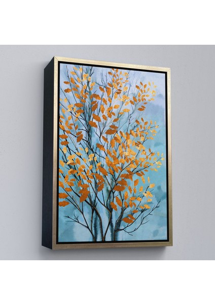 Beyaz Çerçeveli Turuncu Yapraklar Soyut Dekoratif Kanvas Tbalo modelleri