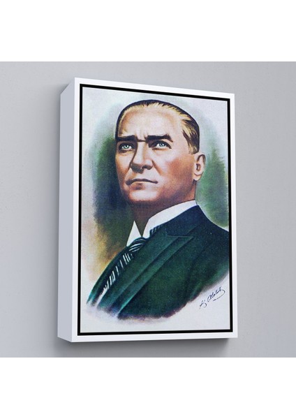 Siyah Çerçeveli Atatürk Portre Tablosu Mustafa Kemal Atatürk Dikdörtgen Dekoratif Kanvas Tablo fiyatları