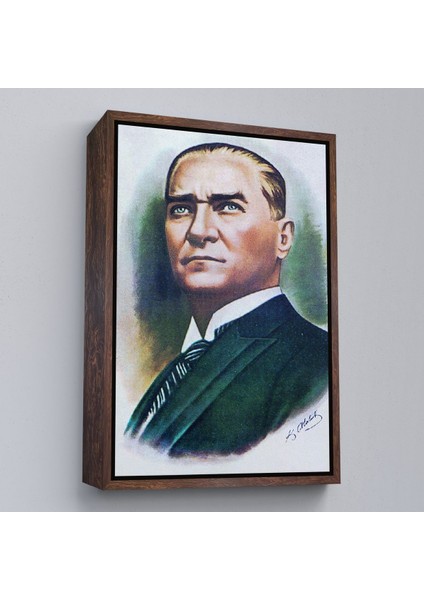Siyah Çerçeveli Atatürk Portre Tablosu Mustafa Kemal Atatürk Dikdörtgen Dekoratif Kanvas Tablo modelleri