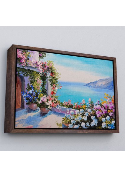 Beyaz Çerçeveli Deniz Manzaralı Güzel Ev Dekoratif Kanvas Duvar Tablosu fiyatları