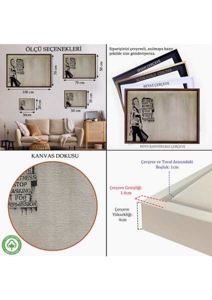 Altın Çerçeveli Banksy, Büyük Işler Yapmak Istiyorsanız Izin Istemeyi Bırakın Yazan Tablo indirimleri