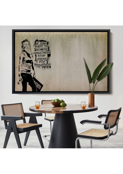 Altın Çerçeveli Banksy, Büyük Işler Yapmak Istiyorsanız Izin Istemeyi Bırakın Yazan Tablo