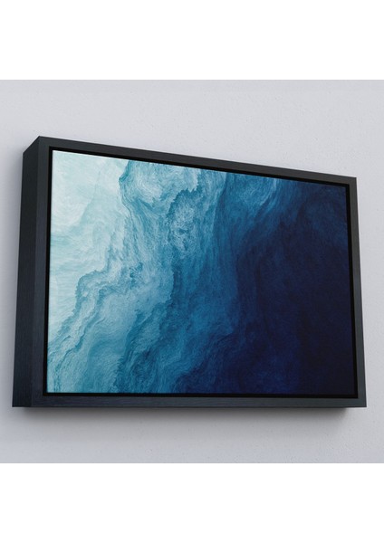 Siyah Çerçeveli Okyanus Katmanları Soyut Modern Görüntüsü Kanvas Tablo