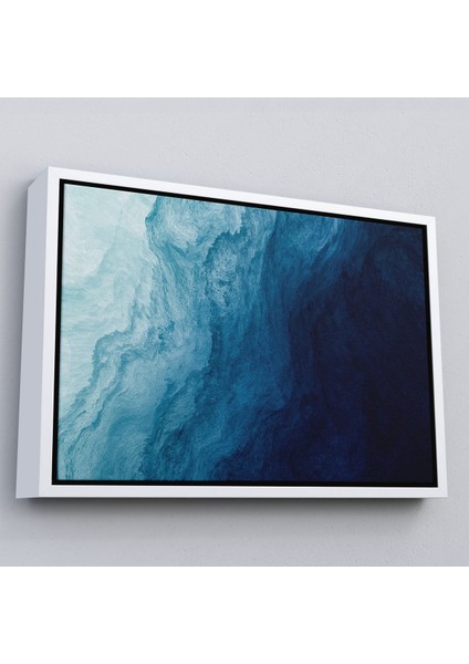 Siyah Çerçeveli Okyanus Katmanları Soyut Modern Görüntüsü Kanvas Tablo fiyatları