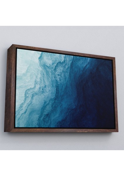 Siyah Çerçeveli Okyanus Katmanları Soyut Modern Görüntüsü Kanvas Tablo modelleri