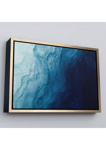 Siyah Çerçeveli Okyanus Katmanları Soyut Modern Görüntüsü Kanvas Tablo fırsatları