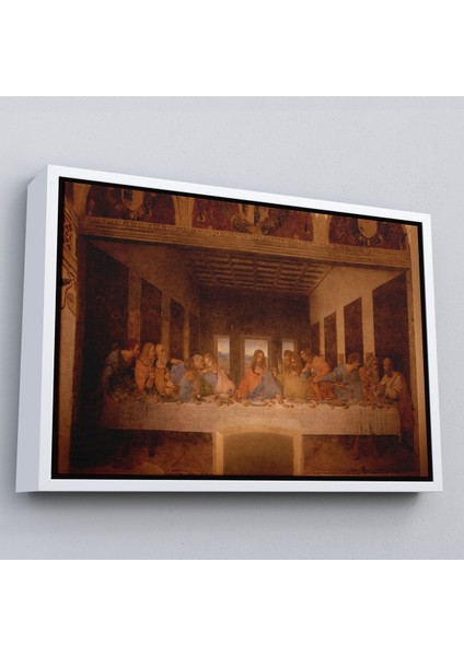 Beyaz Çerçeveli Da Vinci'nin Son Akşam Yemeği Kanvas Tablo