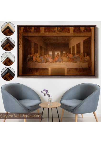 Beyaz Çerçeveli Da Vinci'nin Son Akşam Yemeği Kanvas Tablo
