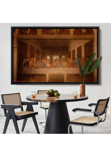 Beyaz Çerçeveli Da Vinci'nin Son Akşam Yemeği Kanvas Tablo