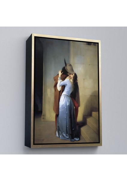 Altın Çerçeveli Francesco Hayez Öpücük Isimli Eseri Duvar Tablosu