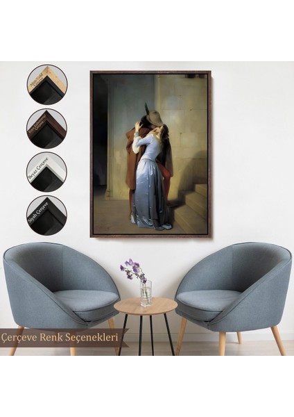Altın Çerçeveli Francesco Hayez Öpücük Isimli Eseri Duvar Tablosu