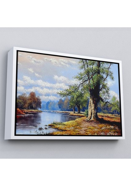Beyaz Çerçeveli Ukrayna Nahir Manzarası Duvar Tablosu