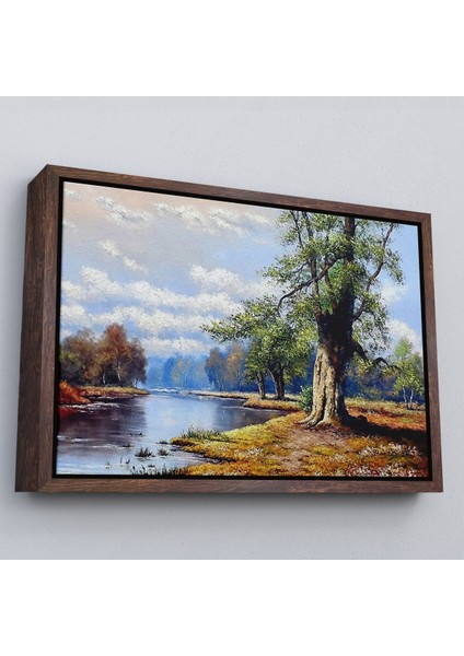 Beyaz Çerçeveli Ukrayna Nahir Manzarası Duvar Tablosu fiyatları