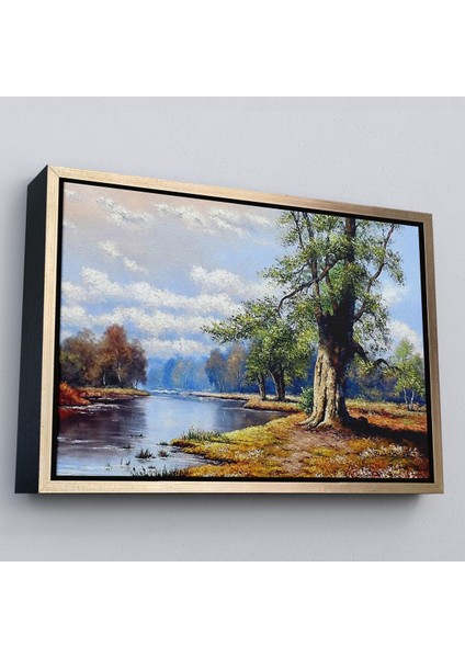Beyaz Çerçeveli Ukrayna Nahir Manzarası Duvar Tablosu modelleri