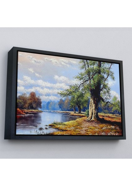 Beyaz Çerçeveli Ukrayna Nahir Manzarası Duvar Tablosu fırsatları
