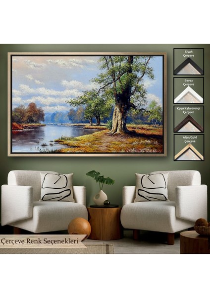 Beyaz Çerçeveli Ukrayna Nahir Manzarası Duvar Tablosu