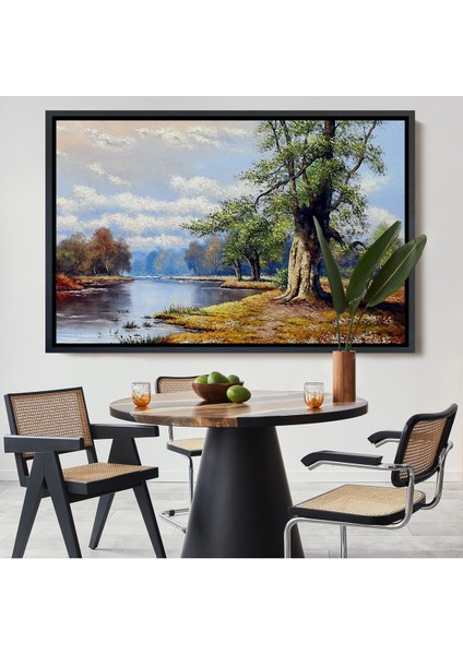Beyaz Çerçeveli Ukrayna Nahir Manzarası Duvar Tablosu