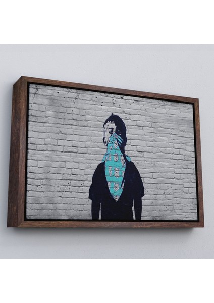 Beyaz Çerçeveli Bansky Anarşist Çocuk Kanvas Tablosu fiyatları
