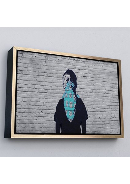 Beyaz Çerçeveli Bansky Anarşist Çocuk Kanvas Tablosu modelleri