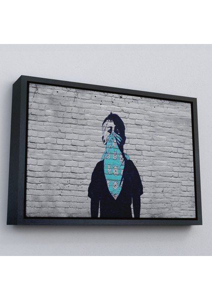 Beyaz Çerçeveli Bansky Anarşist Çocuk Kanvas Tablosu fırsatları