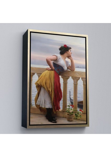 Altın Çerçeveli Eugen Von Blaas In Bekleyiş Isimli Eseri Duvar Tablosu