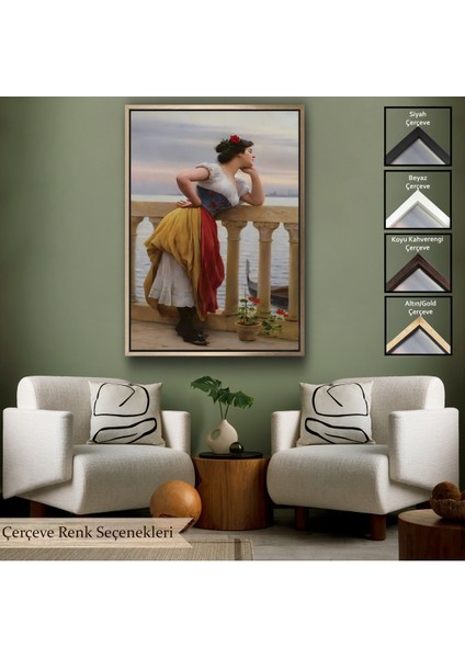 Altın Çerçeveli Eugen Von Blaas In Bekleyiş Isimli Eseri Duvar Tablosu