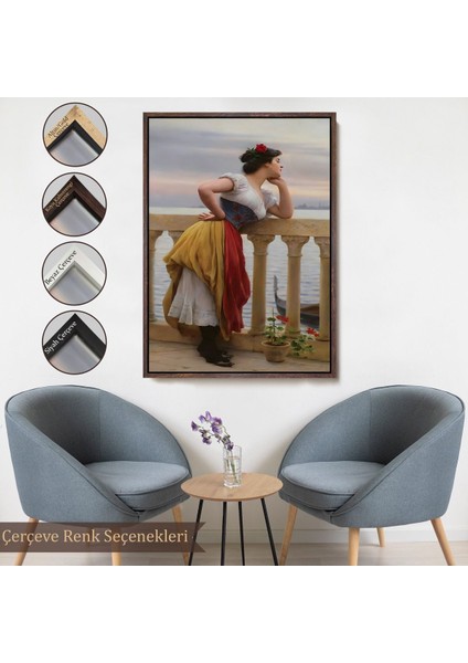 Altın Çerçeveli Eugen Von Blaas In Bekleyiş Isimli Eseri Duvar Tablosu