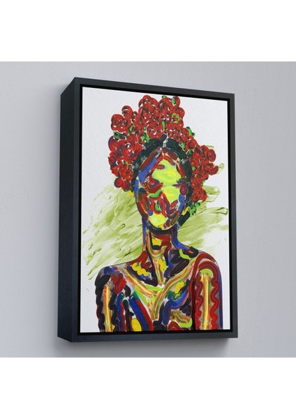 Siyah Çerçeveli Renkli Kadın Modern Duvar Tablosu