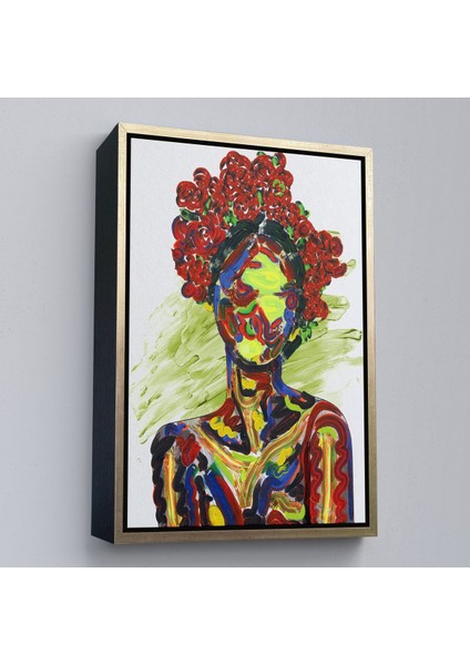 Siyah Çerçeveli Renkli Kadın Modern Duvar Tablosu fırsatları