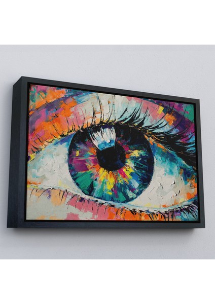 Altın Çerçeveli Gözün Kavramsal Soyut Resmi Yağlıboya Görünüm Kanvas Tablo fiyatları