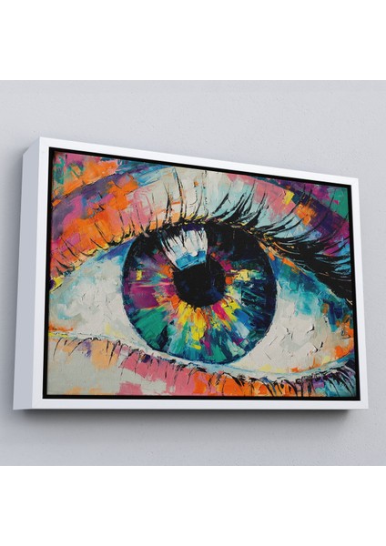 Altın Çerçeveli Gözün Kavramsal Soyut Resmi Yağlıboya Görünüm Kanvas Tablo modelleri