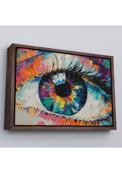 Altın Çerçeveli Gözün Kavramsal Soyut Resmi Yağlıboya Görünüm Kanvas Tablo fırsatları