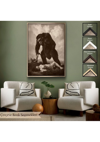 Siyah Çerçeveli William Mortensen Lamour 1934, Amerikan Grotesk Tuval Kanvas Tablo