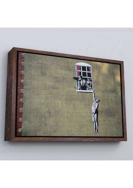 Siyah Çerçeveli Banksy, Kocası Tarafından Basılan Kadın Kanvas Tablo modelleri