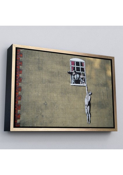 Siyah Çerçeveli Banksy, Kocası Tarafından Basılan Kadın Kanvas Tablo fırsatları