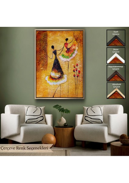 Beyaz Çerçeveli Dans Eden Kadınlar Tablosu