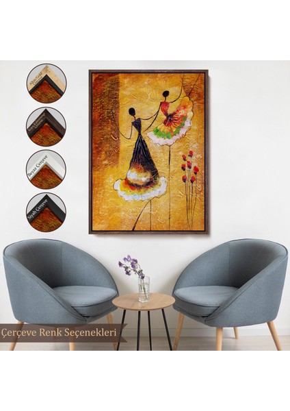 Beyaz Çerçeveli Dans Eden Kadınlar Tablosu