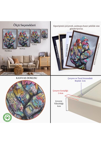 Altın Çerçeveli Punch Banksy Kanvas Tablo indirimleri