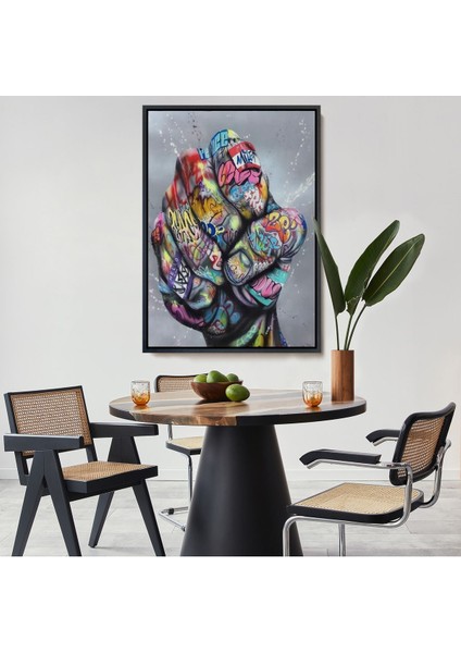 Altın Çerçeveli Punch Banksy Kanvas Tablo