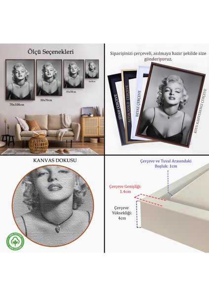 Beyaz Çerçeveli Marilyn Monroe Tablosu indirimleri