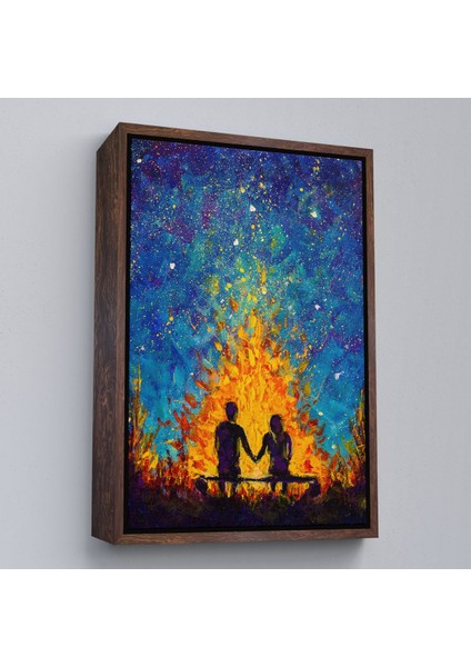 Beyaz Çerçeveli Nevruz Ateşini Izleyen Aşıklar Tablosu fiyatları