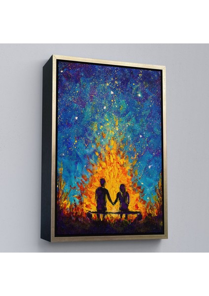 Beyaz Çerçeveli Nevruz Ateşini Izleyen Aşıklar Tablosu modelleri