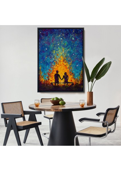 Beyaz Çerçeveli Nevruz Ateşini Izleyen Aşıklar Tablosu