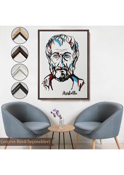 Beyaz Çerçeveli Aristoteles Dekoratif Kanvas Tablo
