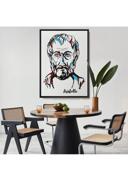 Beyaz Çerçeveli Aristoteles Dekoratif Kanvas Tablo