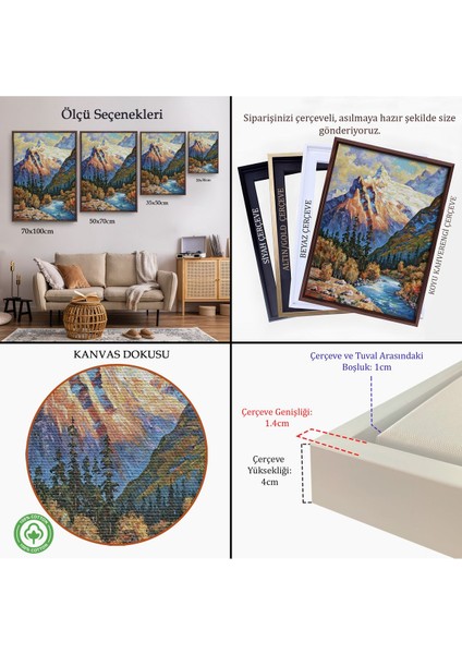 Siyah Çerçeveli Soçhi Nehri Rusya Yağlıboya Görünüm Dekoratif Kanvas Duvar Tablosu indirimleri